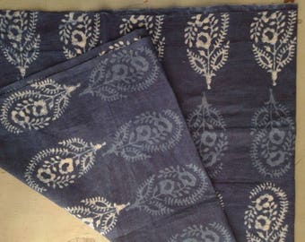 FABRIC/cotton/INDIGO/ 108 x 113 cm/Made in India/Hand block print/ Rajasthan/Free Shipment