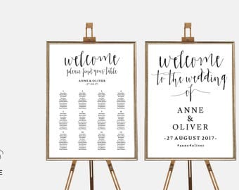 Seating chart template, Wedding welcome sign printable wedding signs, Rustic wedding sign, Editable wedding signs, Seating plan, Table chart