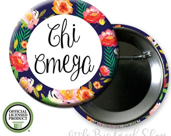 Chi Omega // Chi O // Floral Single or Bulk 2.25" Pinback Button
