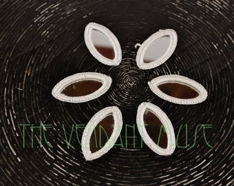 Set of SIX Small White Shisha Mirrors for Tribal Fusion, ATS & Tribal Bellydance Costume Design