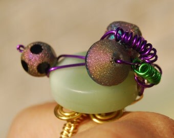 Items similar to Copper Freeform Wire Wrap Pendant with Peach and Grey