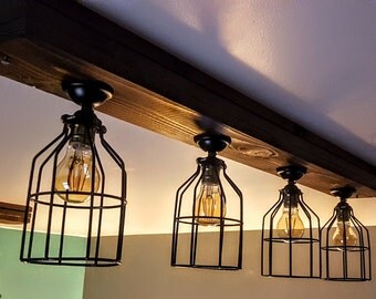 Rustic Farmhouse Decor - Ceiling light - Cage Light - Barn Light - Flush Mount
