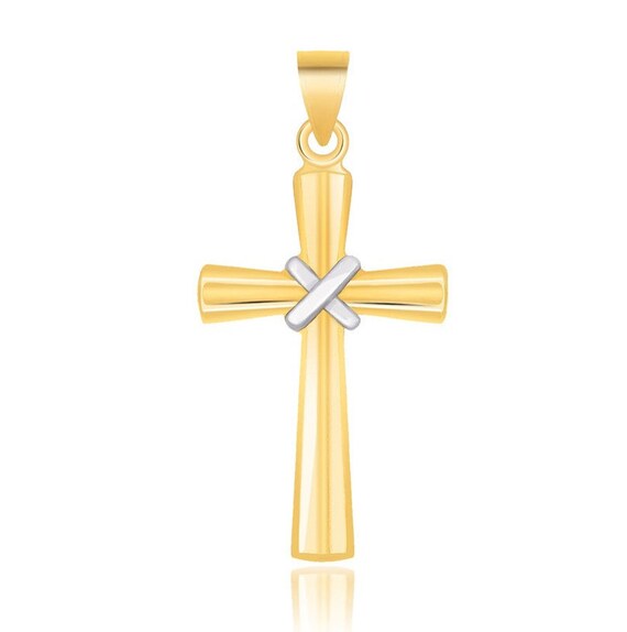 Gold necklace pendant Classic Crucifix Pendant in 14K Two-Tone