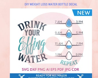 Svg Drink Your Effing Water SVG quote - SVG print and cut for Cricut Studio Svg Inspirational quote cut files for Silhouette, Cricut, Cameo