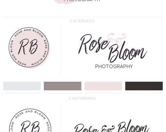Blog Logo, Photography Logo, Brand Package, Photography Watermark, Pink Watercolor Logo, Premade Logo Kit, Logo Design Kit, Premade Logo