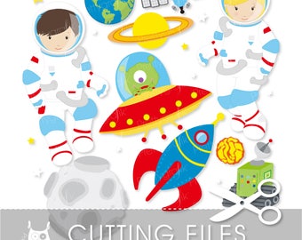 Astronaut in space cutting files, svg, dxf, pdf, eps included - cutting files for cricut and cameo - Cutting Files SVG - CT579