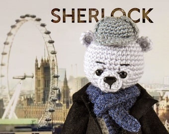 Sherlock, Knitted bear Sherlock Holmes toy bear Knitted teddy bear Toy bear Crochet bear Knitted teddy Knitted Toy Sherlock serial