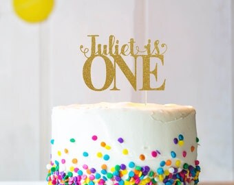 Any Name - One Cake Topper, Cake Decoration, Glitter, Party Decoration, Custom, Gold, Silver, Birthday, First Birthday, Bday, 1st Birthday