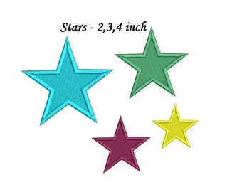 Star Embroidery Design - 3 sizes 4 colors star embroidery - star Instant Download