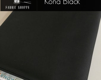 Kona cotton solid quilt fabric, Kona BLACK 1019, Kona fabric, Solid fabric Yardage, Kaufman, Cotton fabric by the yard, Choose the cut