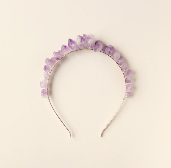 Purple crystal headband Amethyst quartz headpiece Purple