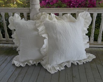 Custom Ruffled Pillow Shams RUffled Linen Pillows Custom Sizes Fabrics Washed Linen Pillow Covers Decorative Pillows Sold Separately