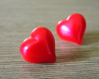 Red Heart Post Earrings Stud Earrings 15mm