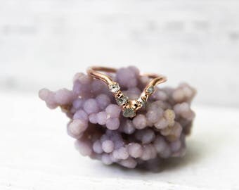 Raw Diamond Ring - Alternative Engagement Ring - Natural Diamond Chevron Ring - Unique Diamond Wedding Band - Non-Conflict Diamonds