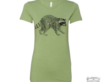 Womens Urban RACCOON T Shirt -hand screen printed s m l xl xxl (+ Colors Available)