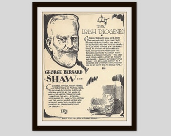 George Bernard Shaw, Vintage Art Print, English Teacher Gift, Classroom Art, Irish Playwright, Theatre Lovers Gift, Literary Art, Literature