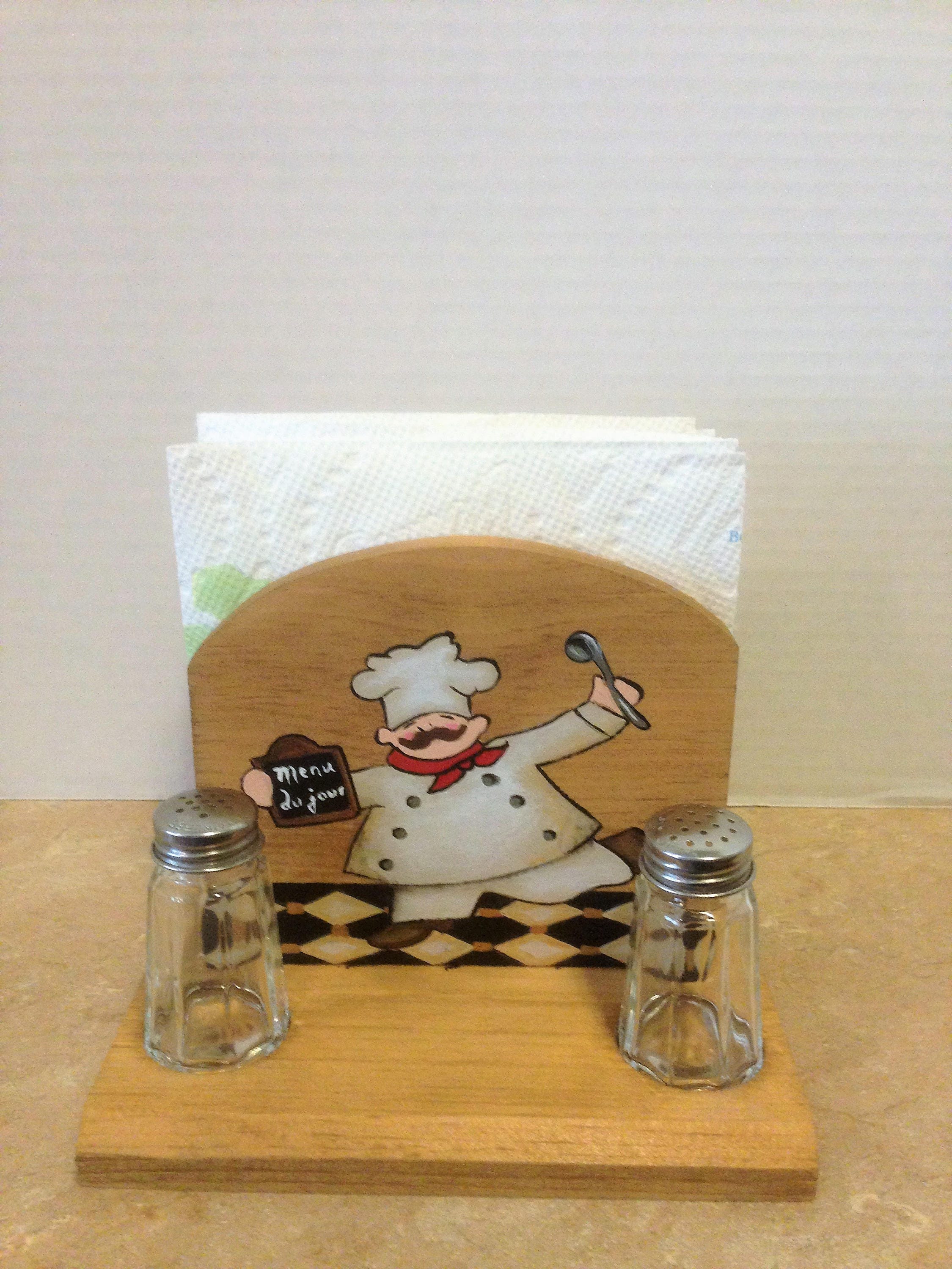 Napkin Holder, Wooden Napkin Holder, Chef Decor, Chef Kitchen, Chef
