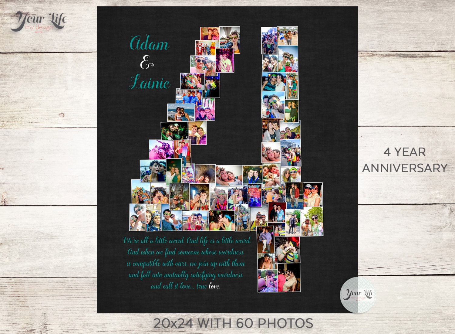 4 YEAR ANNIVERSARY 4th Anniversary Gift Photo Collage 4th