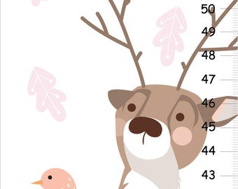 Woodland forest personalized GROWTH Chart - Deer Nursery Decor, Wall Height Chart, Kids Height Chart