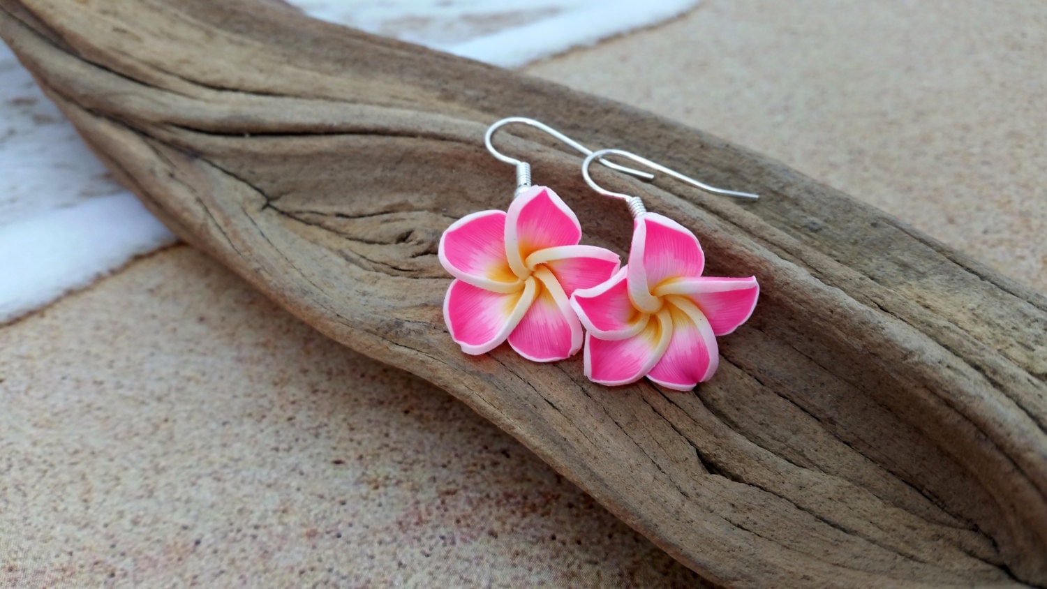 Plumeria Earrings Pink Earrings Flower Earrings Hawaiian