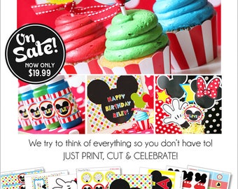 Mickey Mouse Birthday | Mickey Mouse Party Decorations | Mickey Mouse Clubhouse Party Printable | Mickey Mouse Printable | Amanda's Parties