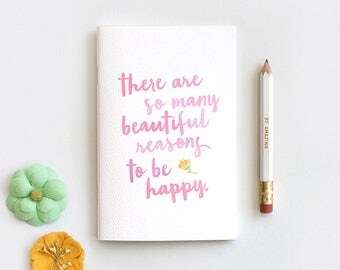 Stocking Stuffer Midori Travelers Notebook Insert & Pencil Set - There are So Many Beautiful Reasons to Be Happy, Watercolor Style - 3 Sizes