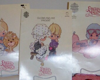 Three 1980s Precious Moments Cross Stitch Books, Sew In Love, Occupations, Peace On Earth