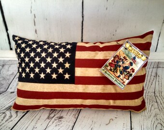 American Flag Pillow | 4th of July decorations | USA decor | Patriotic home decor | Primitive decor | Rustic Flag | Red White Blue