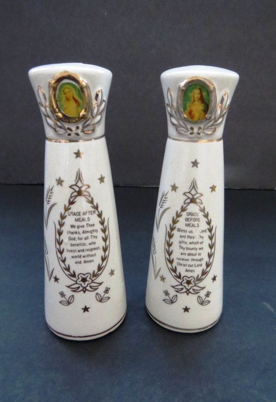 Items similar to Vintage Prayer Salt and Pepper Shakers Prayers