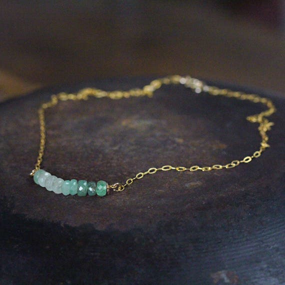 Emerald Bar Necklace - May Birthstone Necklace