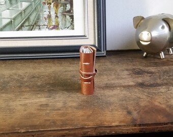 Mini Leather Journal, Brown, Hand-Bound 1.75 x 2.25 Journal by The Orange Windmill 1708