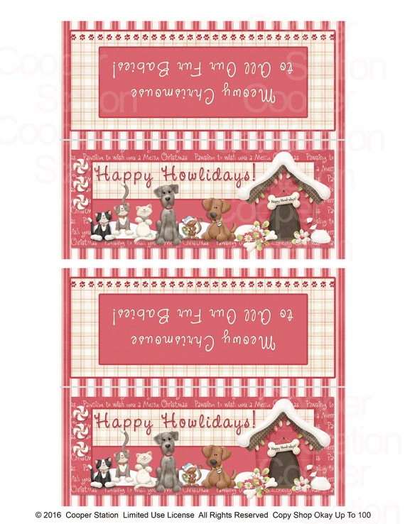 DIY Digital Christmas Pet Treat Bag Topper Cat Dog