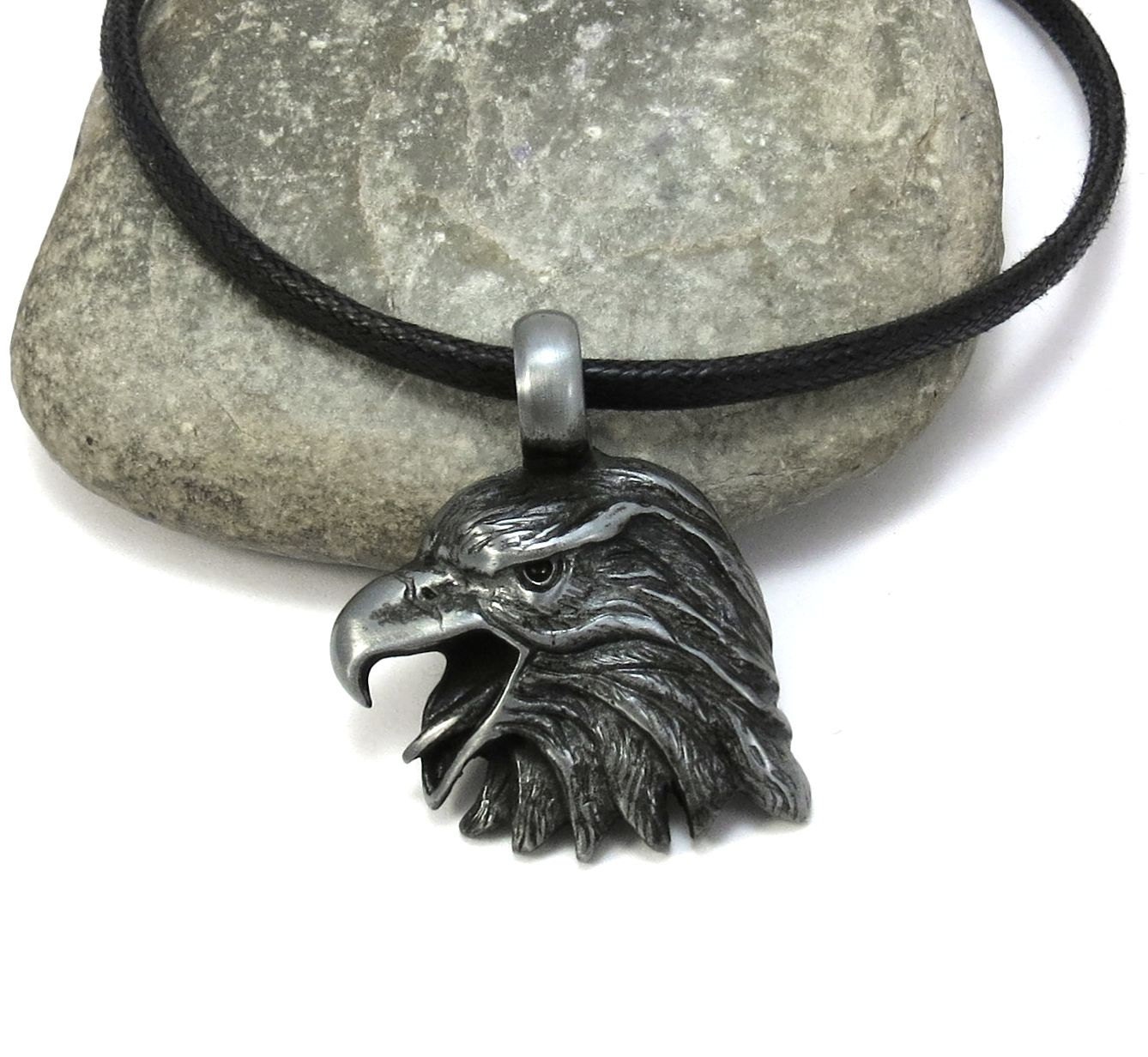 Eagle Necklace Bald Eagle Pendant with Brown Black or Tan