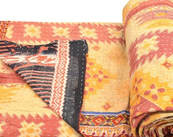 Vintage Kantha Quilt Gudri Reversible Throw Ralli Bedspread Bedding India OG572