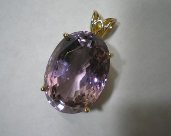 Vintage 14k Gold Amethyst Rose De France 24 Carats Pendant