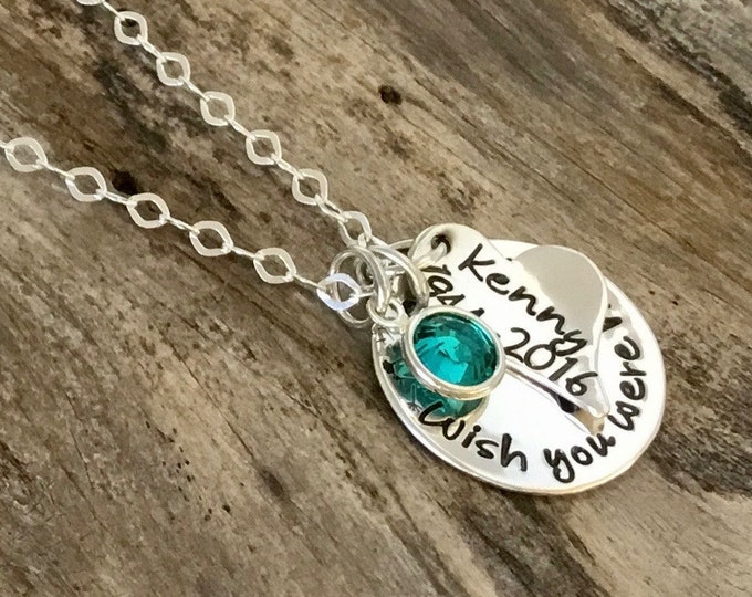 Wish you were here / Memorial Jewelry / Memorial Gift / Memorial Necklace / Loss of Father / In Memory of Sympathy Gift / Funeral Gift