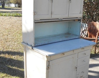 Antique Sellers Hoosier Farmhouse Cupboard Kitchen Cabinet Chippy Paint Shabby Chic Cottage Decor