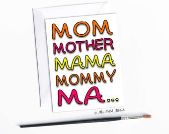 Mother's Day Card, Funny Birthday Card For Mom, Silly Mama, Mommy, Ma, Unique Handmade Cards