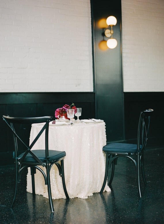 Ivory Sequin Tablecloth Ivory sequin table by CandyCrushEvents