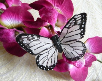 12 White Butterflies 3 Inch Large Size Handmade Feather Monarch for Millinery Hats Crowns Craft Bobbies Wedding Cakes Altered Art One Dozen