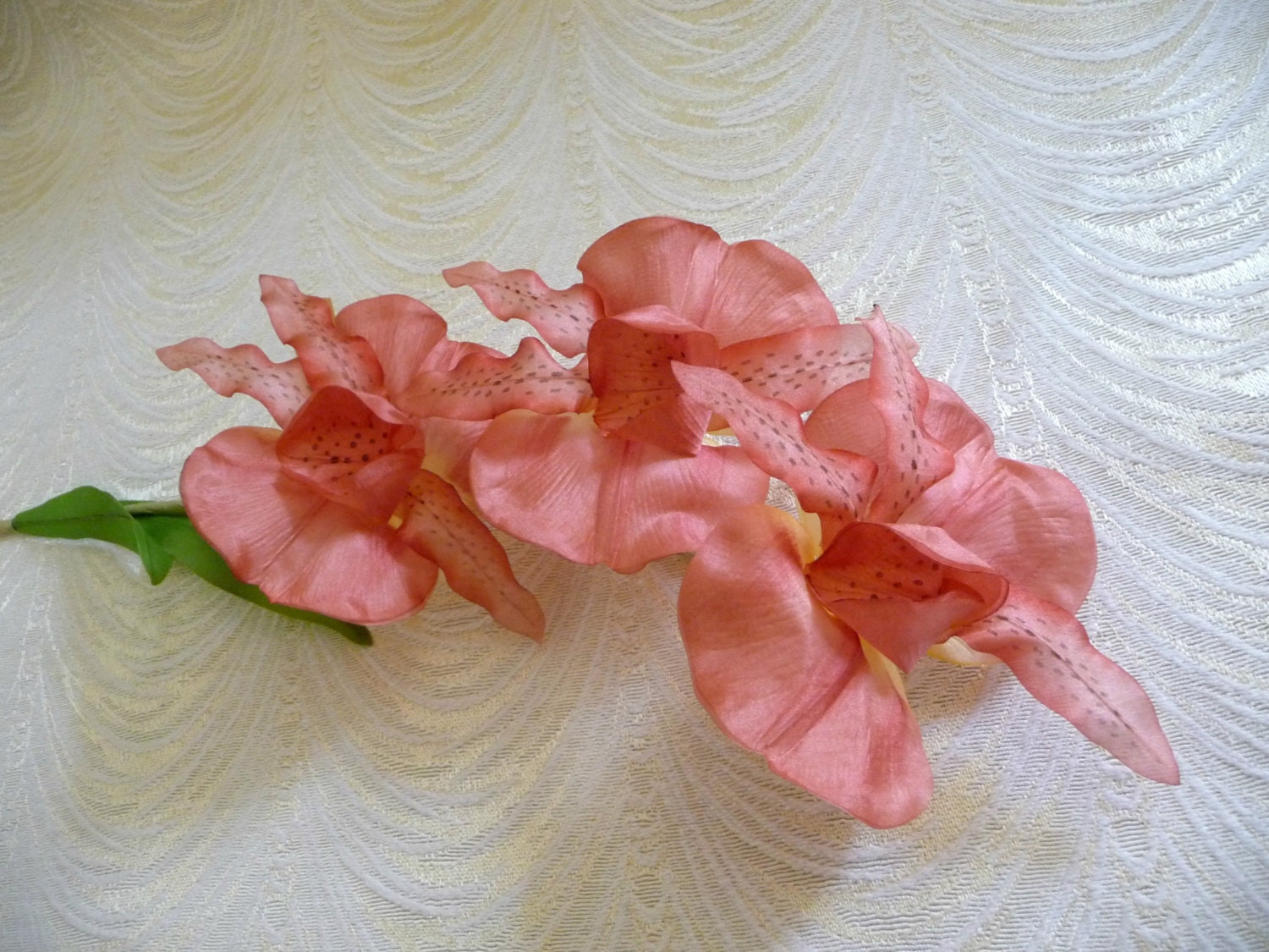 Vintage Millinery Orchid Spray of Three Coral Large Silk ...
