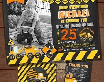 Construction Birthday Invitation, Construction Party, Construction Birthday, Construction Invitation, Boys Construction, Dump Truck, Truck