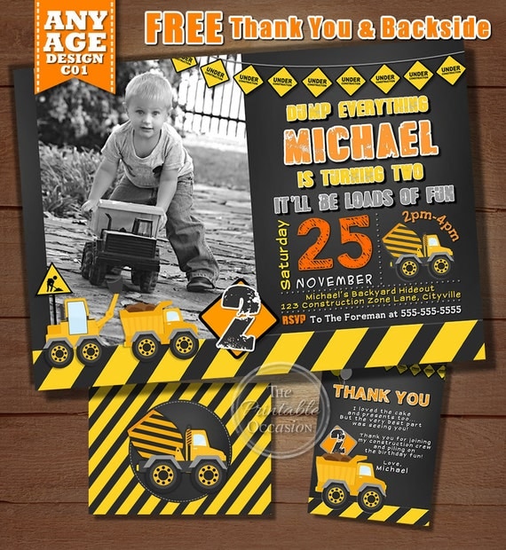 Construction Birthday Invitation, Construction Party, Construction