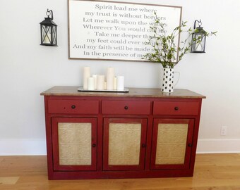 KITCHEN STORAGE BUFFET Sideboard - Dining Room Cabinet - Rustic Decor - Barn Red - Ready to Ship