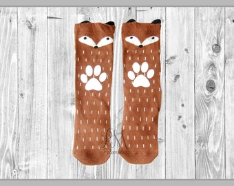 Brown Fox Baby Socks - Fox Leg Warmers, Fox Leggings, Baby Legwarmers, Fox Knee High Socks, Fox Tights, Fox Stockings, Animal Socks