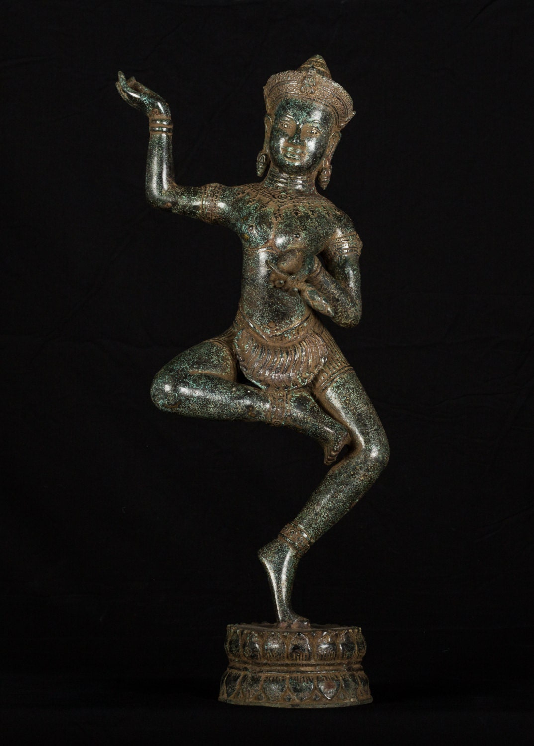 Antique Khmer Style Bronze Apsara Or Angel Statue