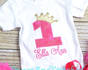 Hot Pink and gold First (1st) Birthday Outfit - First birthday outfit, birthday outfit! pink gold cake smash outfit