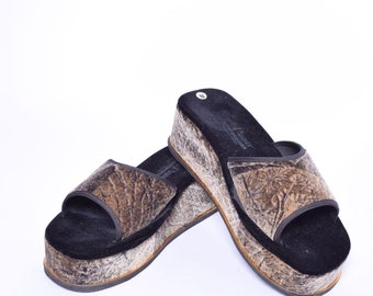 Vintage 90's Velvet Platform Sandals