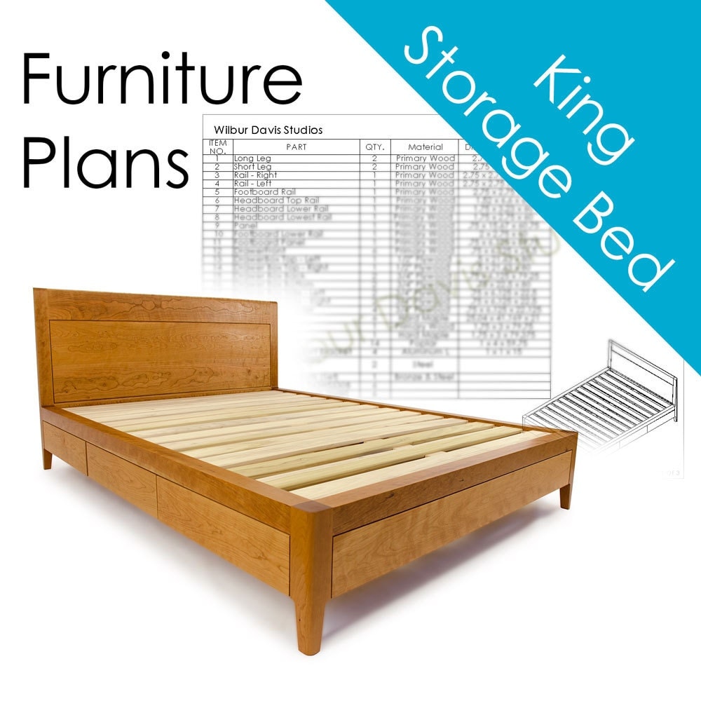 Plans for King Size Storage Bed Platform Bed No. 2 Measured