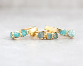amazonite ring / teal stone ring / jade ring / natural stone ring / turquoise ring / stacking ring / stackable stone ring / mineral ring